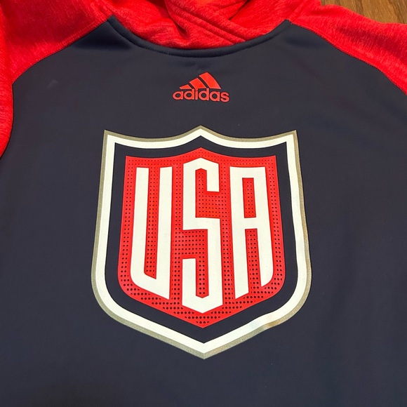 Adidas Red and Navy USA Hoodie - Picture 3 of 12